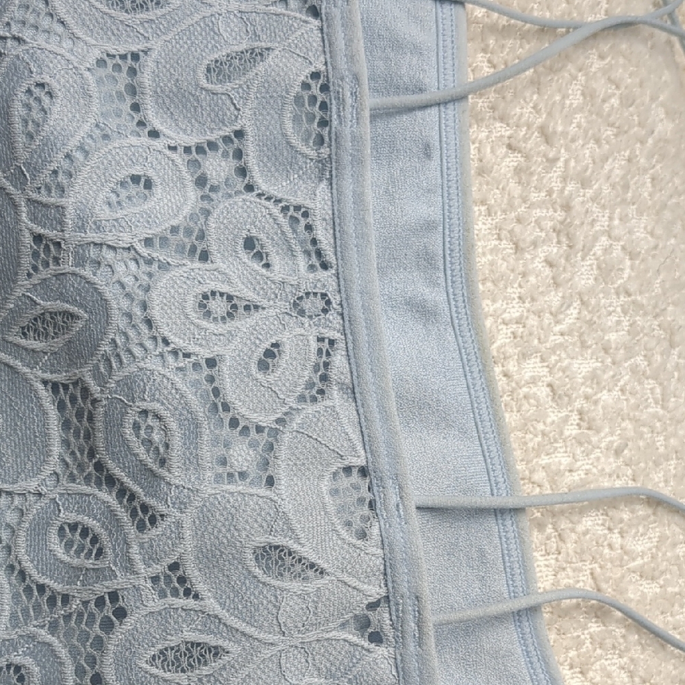 Light Blue Ribbed Crop Top - Picture 7 of 12